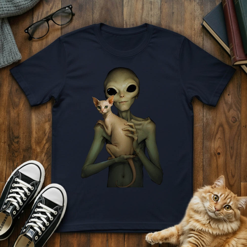 Sphynx Cat with Alien T-Shirt