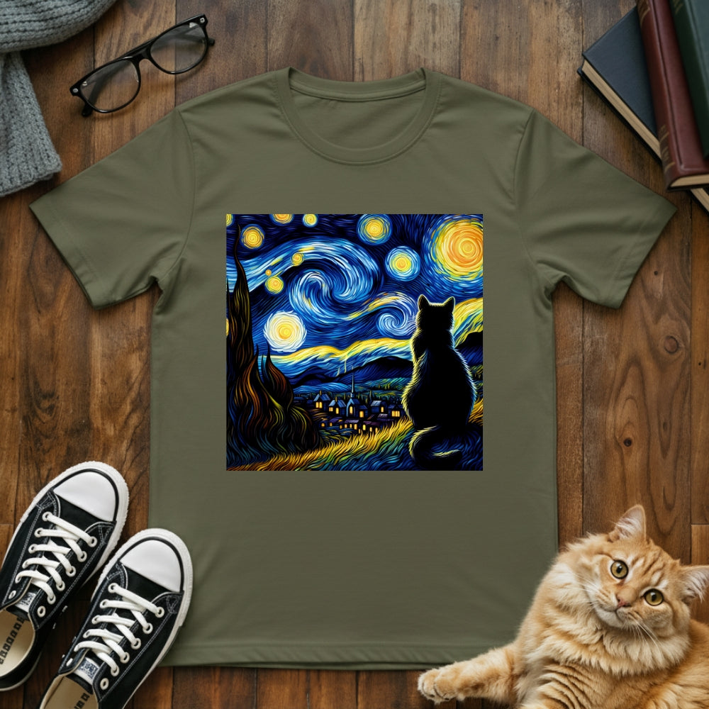 Van Gogh Cat Starry Night T-Shirt