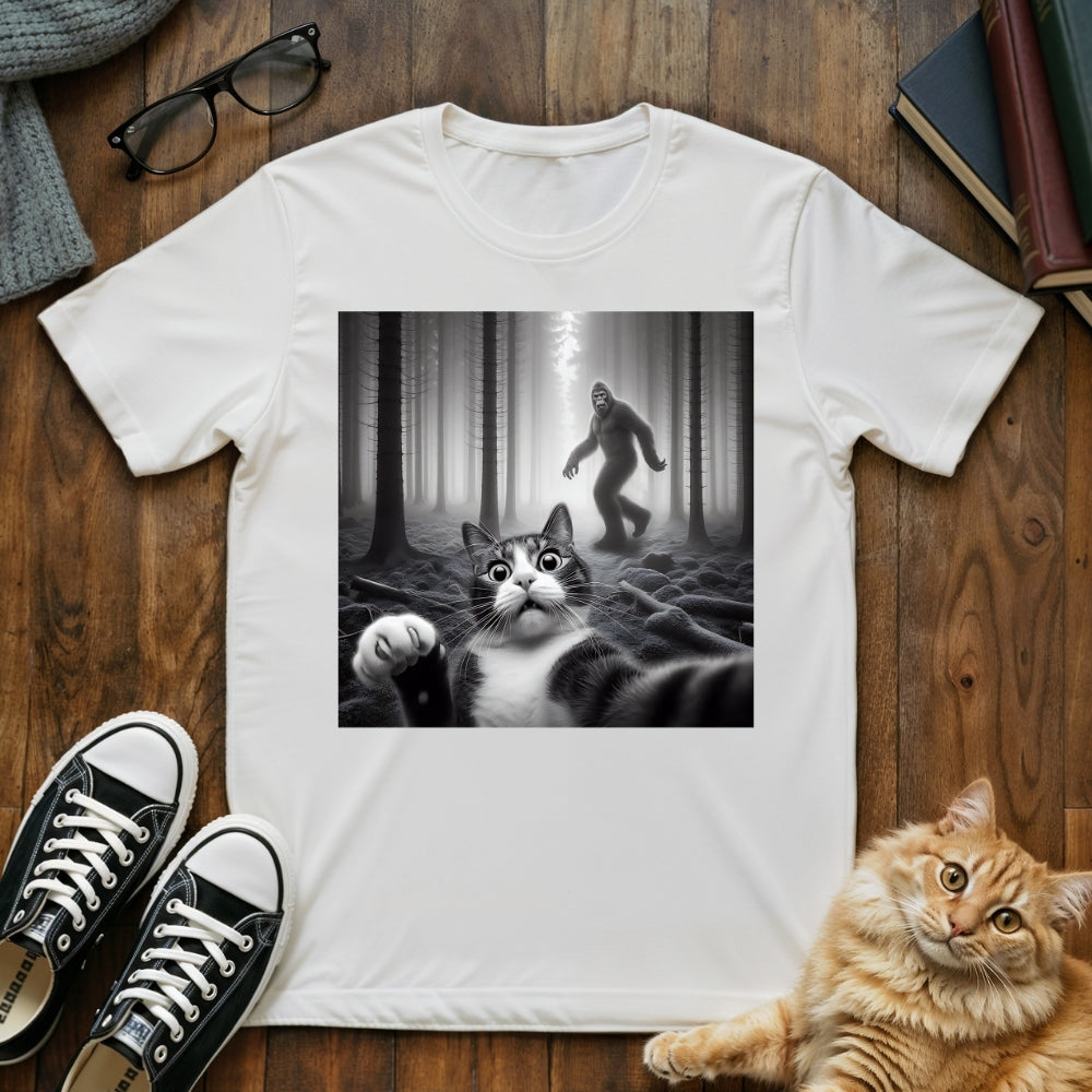 Cat Selfie With Bigfoot T-Shirt