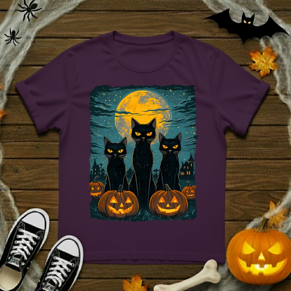 Black Cats In Pumpkin Patch T-Shirt
