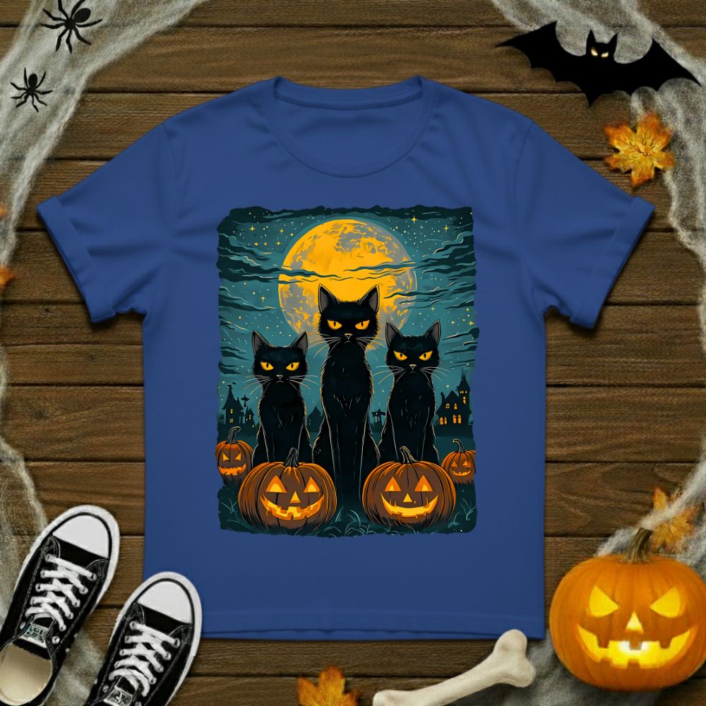 Black Cats In Pumpkin Patch T-Shirt
