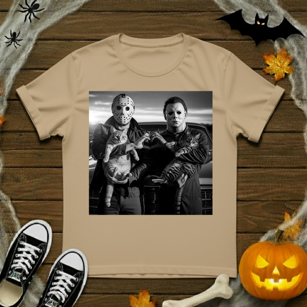 Michael Myers & Jason Voorhees With Cats T-Shirt