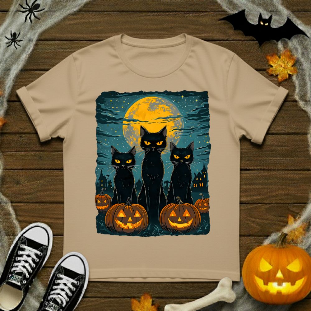 Black Cats In Pumpkin Patch T-Shirt
