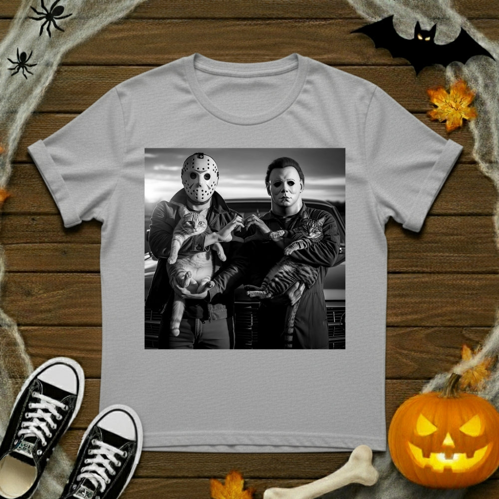 Michael Myers & Jason Voorhees With Cats T-Shirt