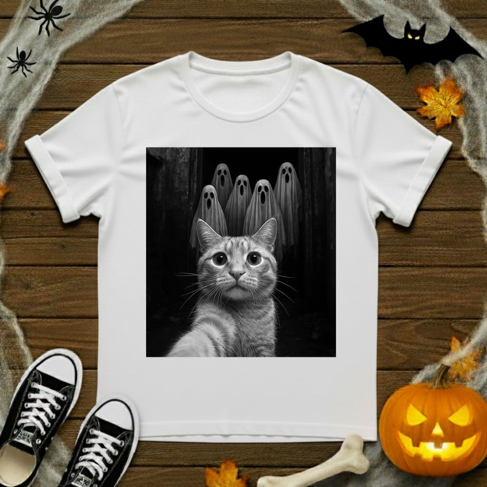 Cat Selfie With Ghosts T-Shirt