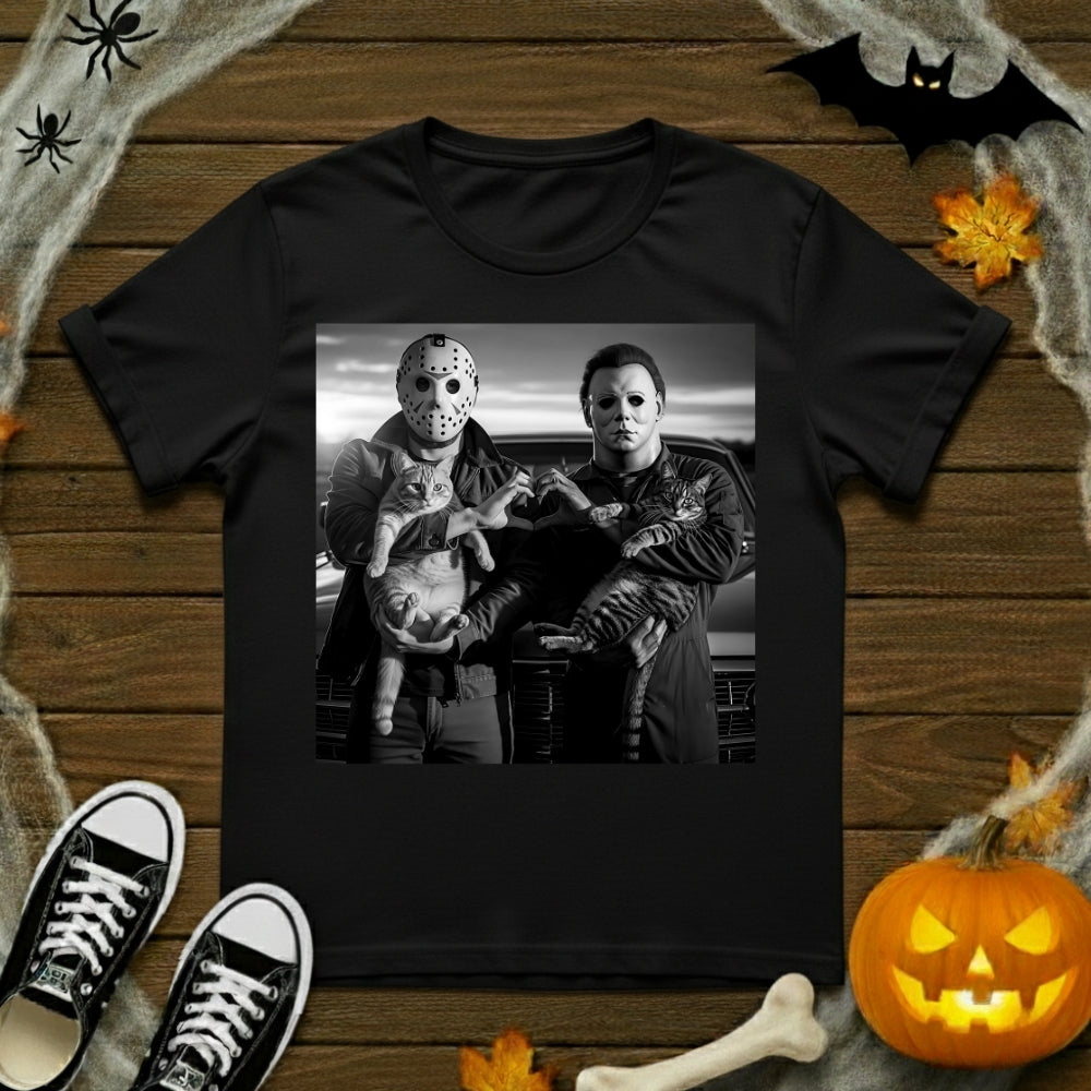 Michael Myers & Jason Voorhees With Cats T-Shirt