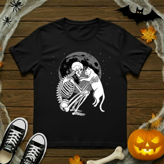 Cat & Skeleton Under The Moon T-Shirt