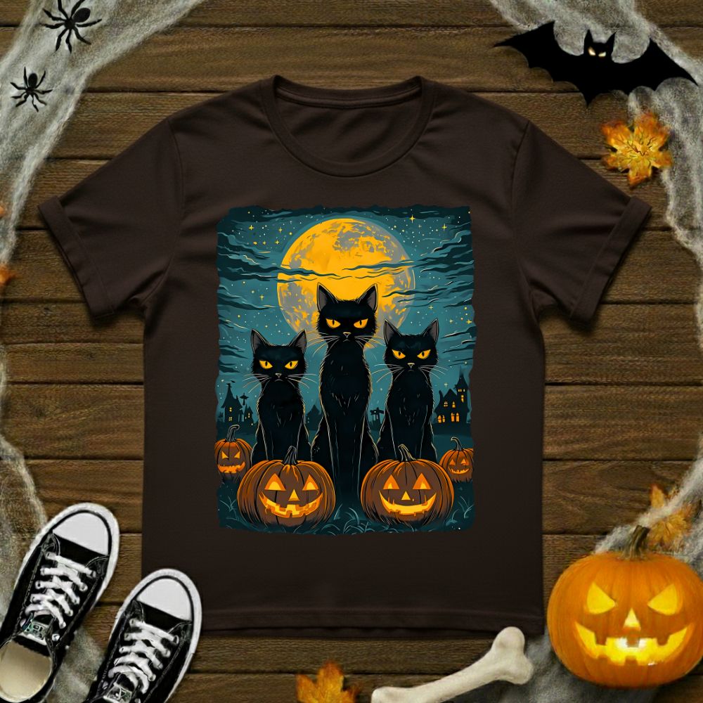 Black Cats In Pumpkin Patch T-Shirt