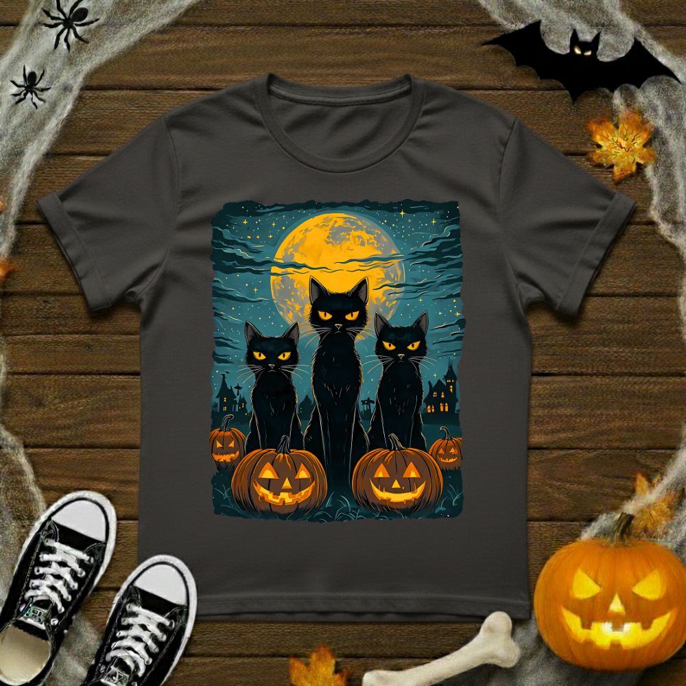 Black Cats In Pumpkin Patch T-Shirt