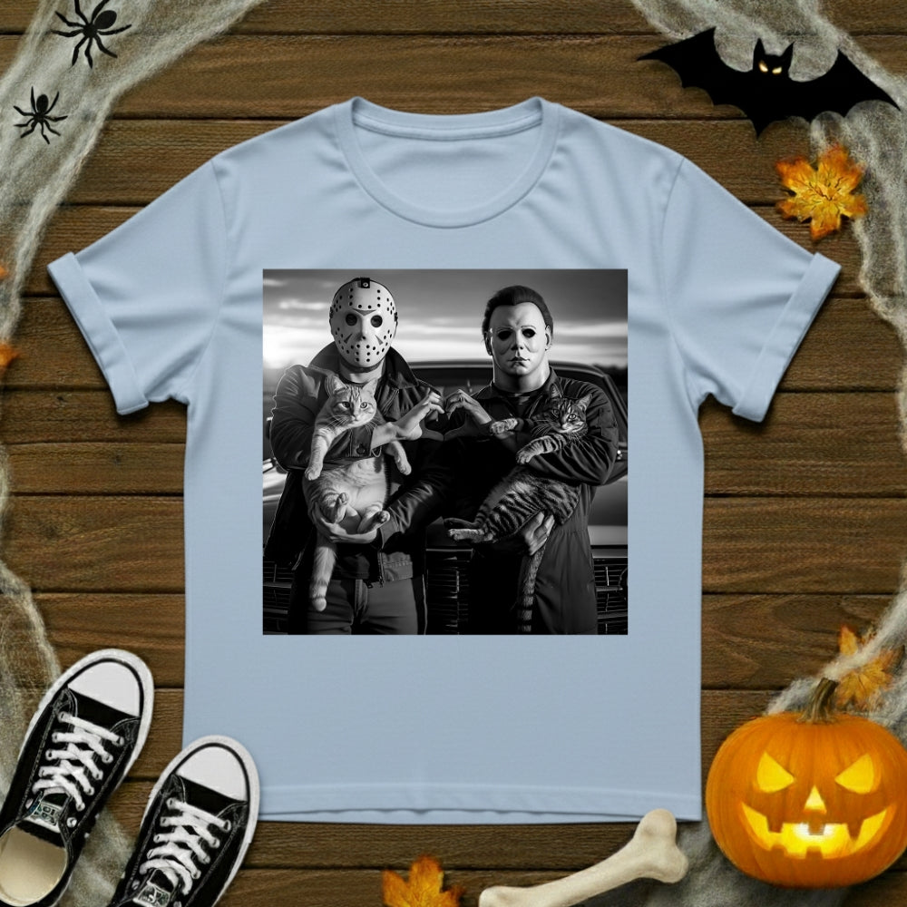 Michael Myers & Jason Voorhees With Cats T-Shirt
