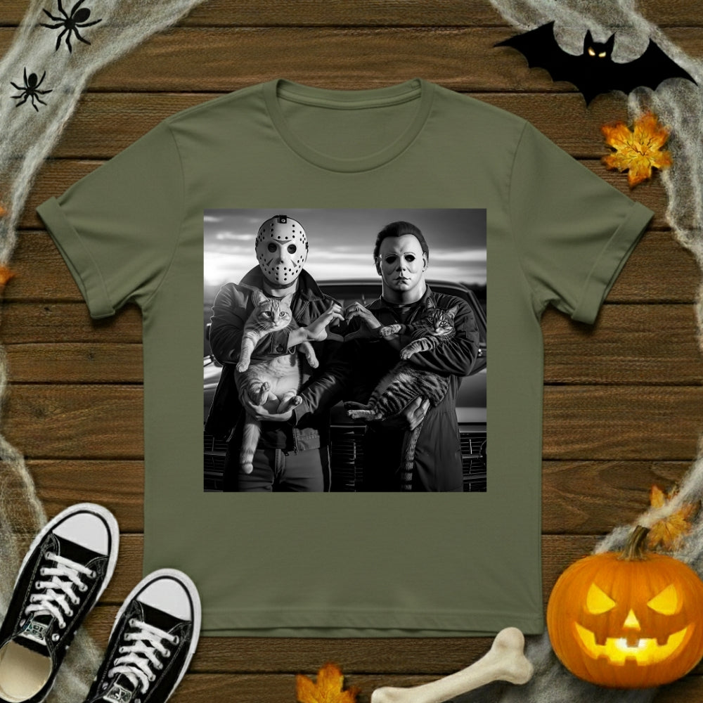 Michael Myers & Jason Voorhees With Cats T-Shirt