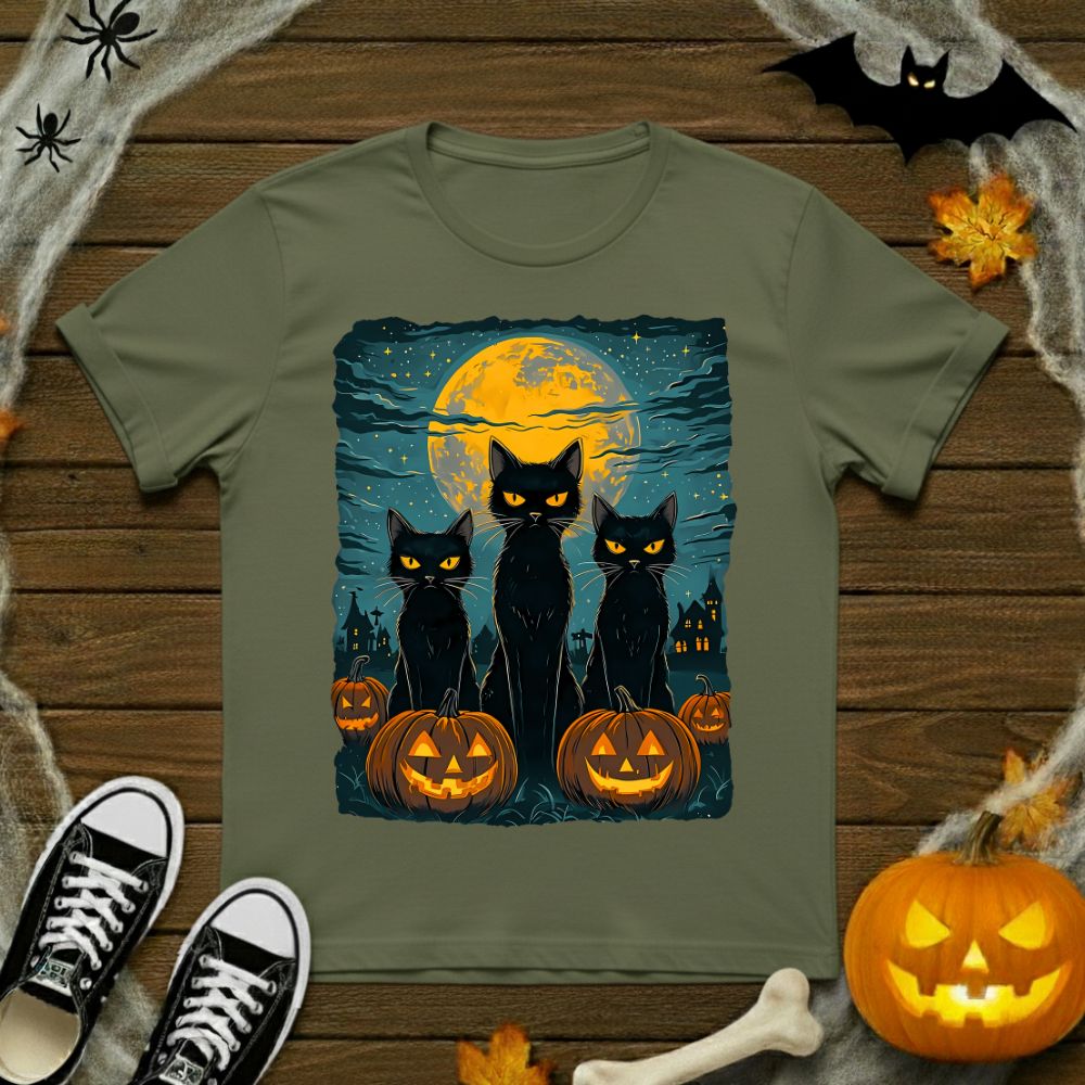 Black Cats In Pumpkin Patch T-Shirt