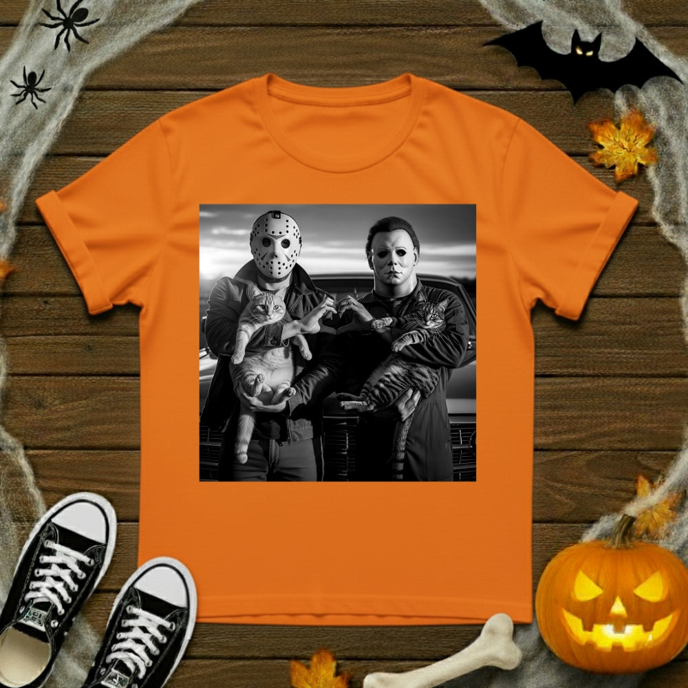 Michael Myers & Jason Voorhees With Cats T-Shirt