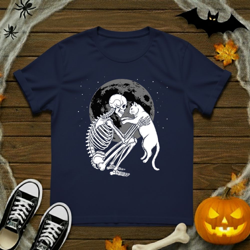 Cat & Skeleton Under The Moon T-Shirt