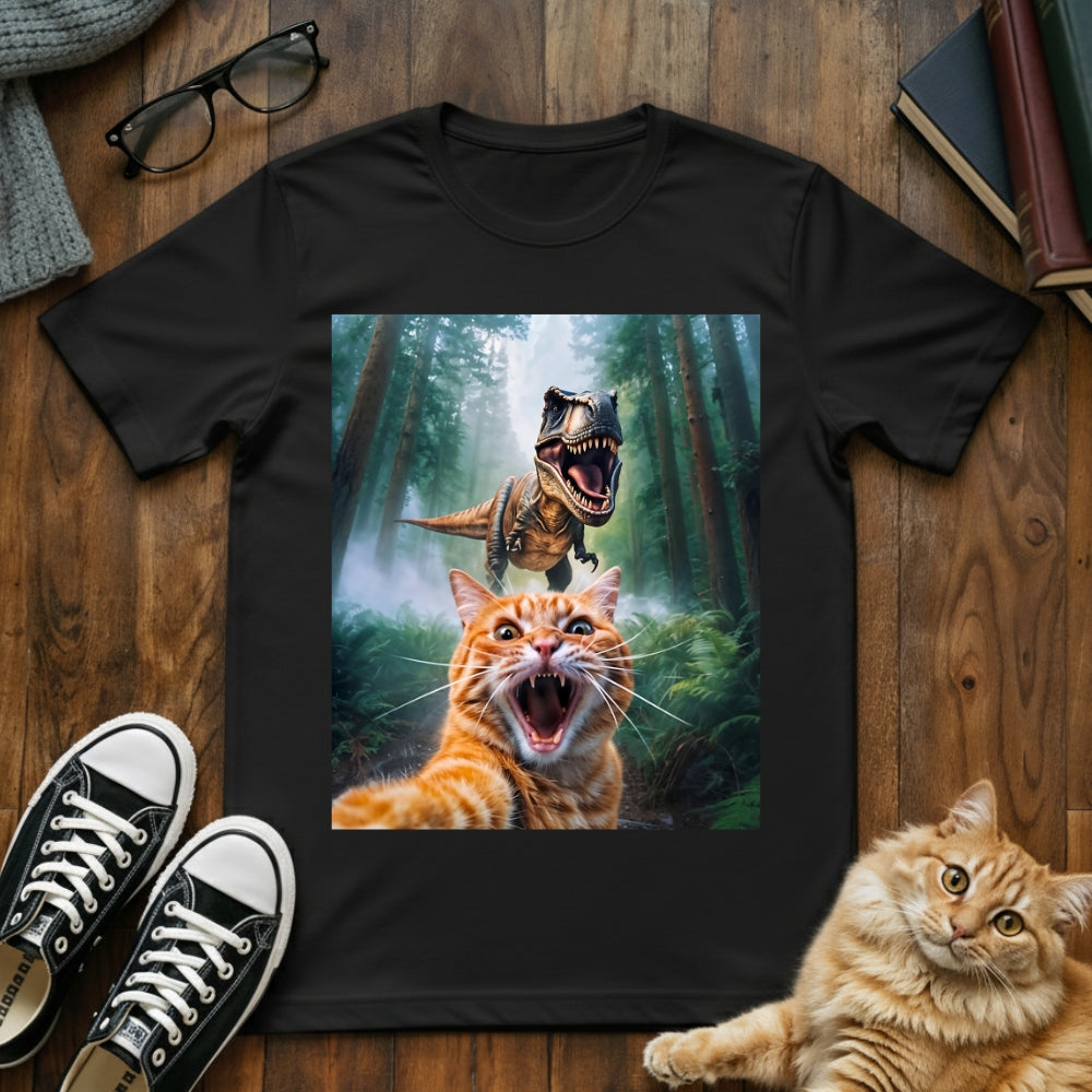 Cat Dinosaur Selfie T-Shirt