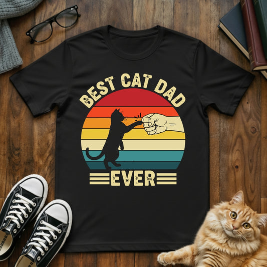 Best Cat Dad Ever Retro T-Shirt