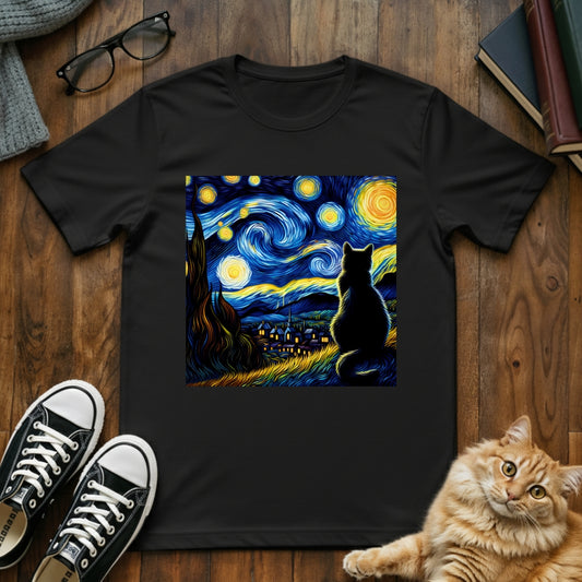 Van Gogh Cat Starry Night T-Shirt