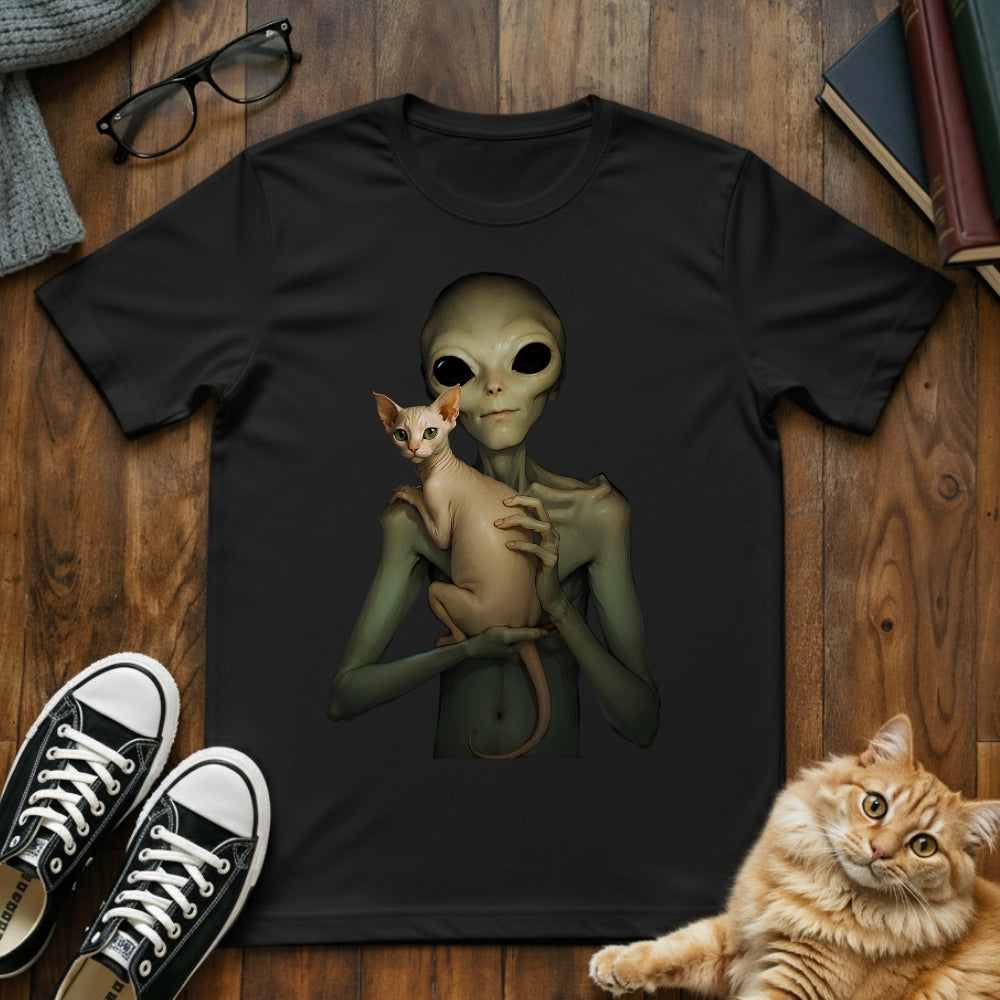 Sphynx Cat with Alien T-Shirt