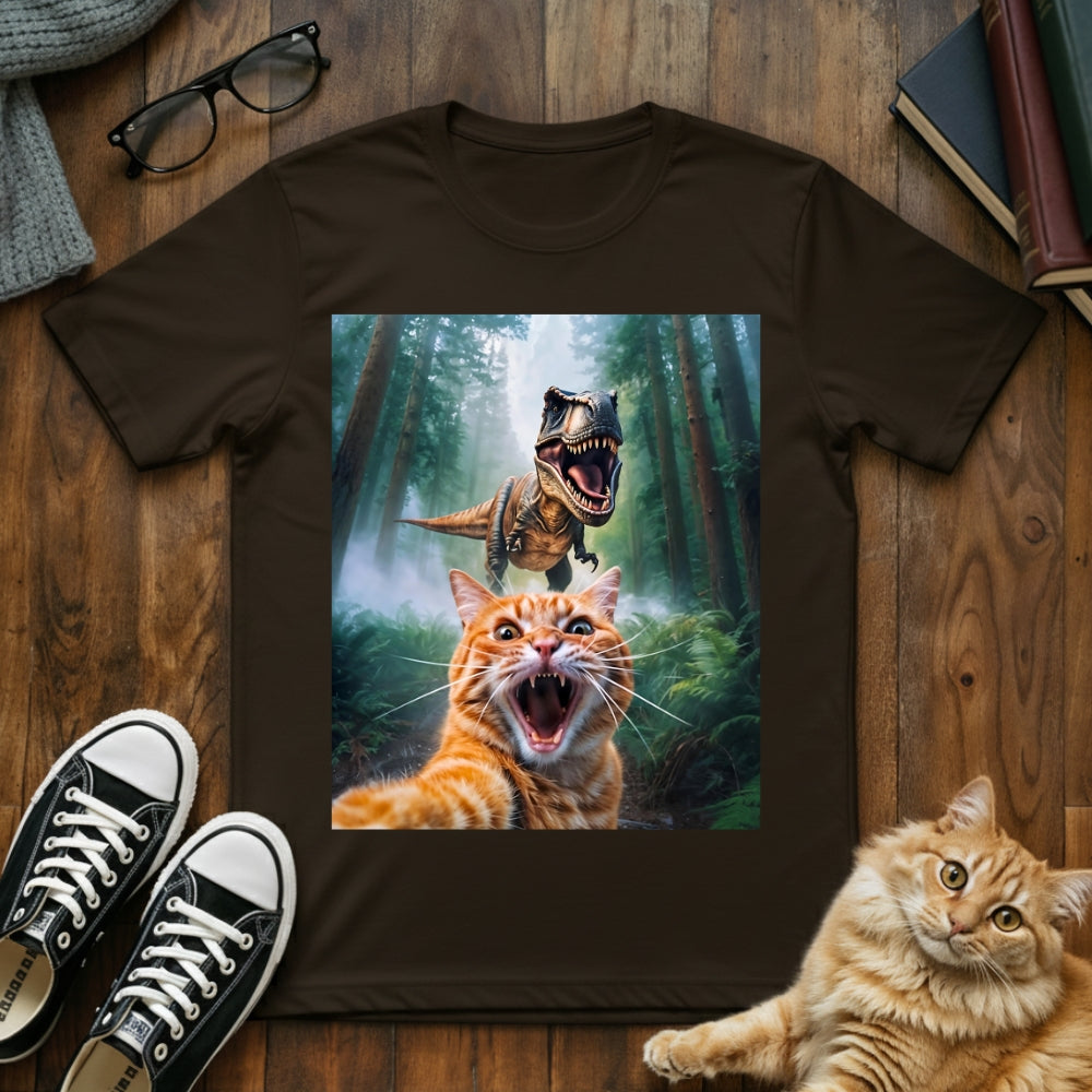 Cat Dinosaur Selfie T-Shirt