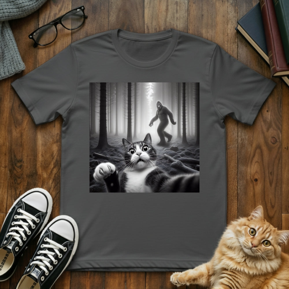Cat Selfie With Bigfoot T-Shirt