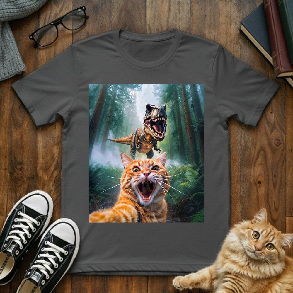 Cat Dinosaur Selfie T-Shirt