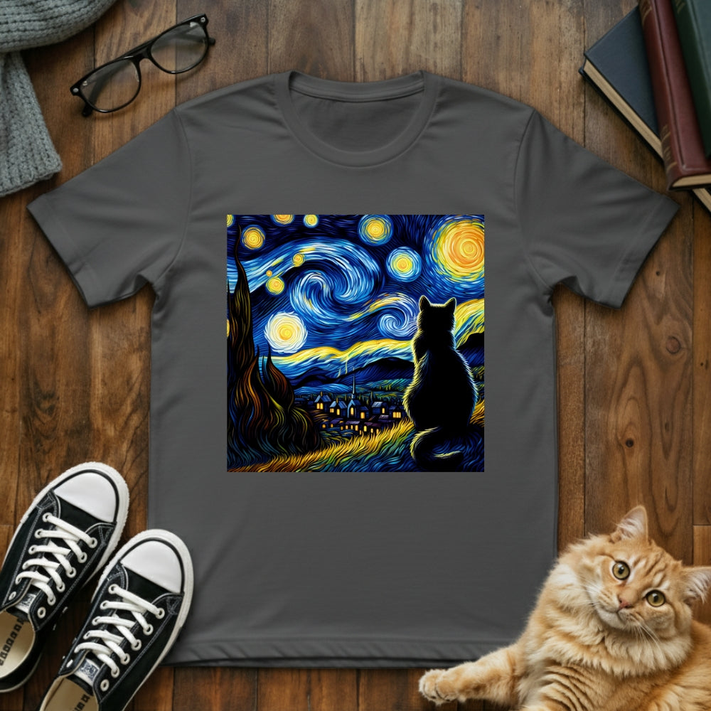 Van Gogh Cat Starry Night T-Shirt