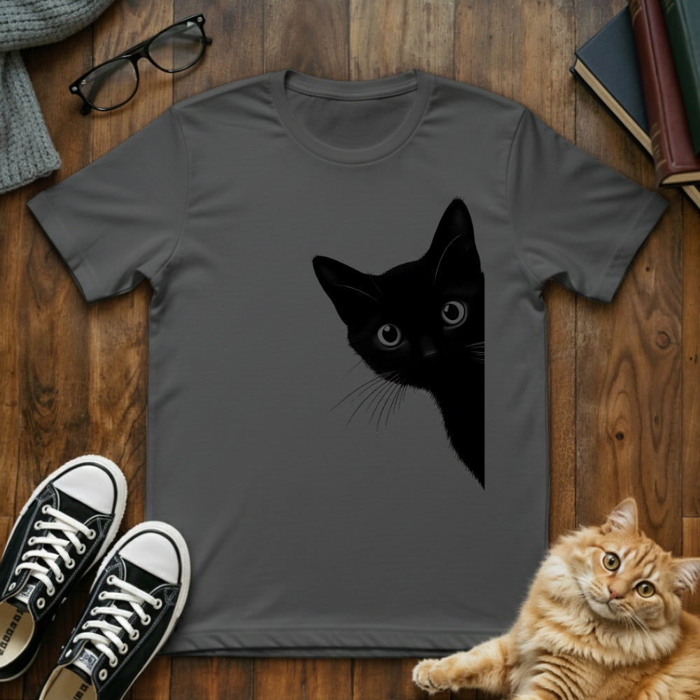 Black Cat Hiding T-Shirt