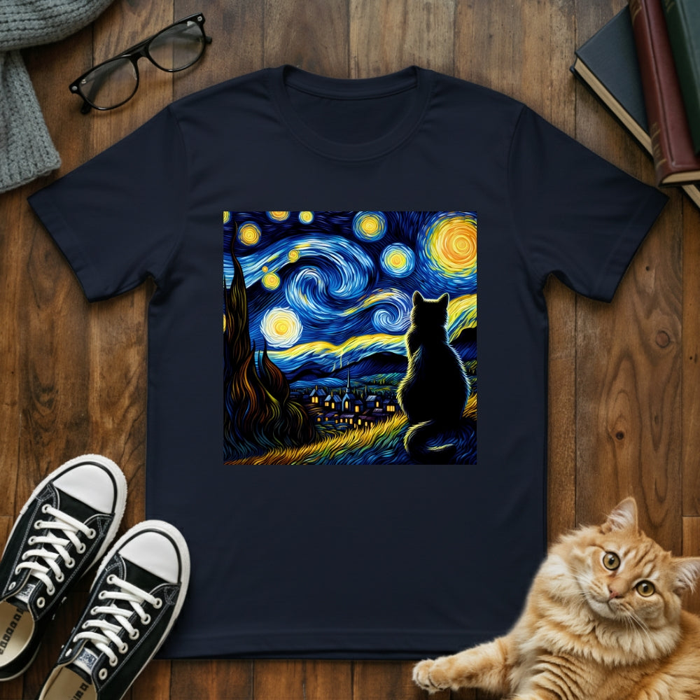 Van Gogh Cat Starry Night T-Shirt