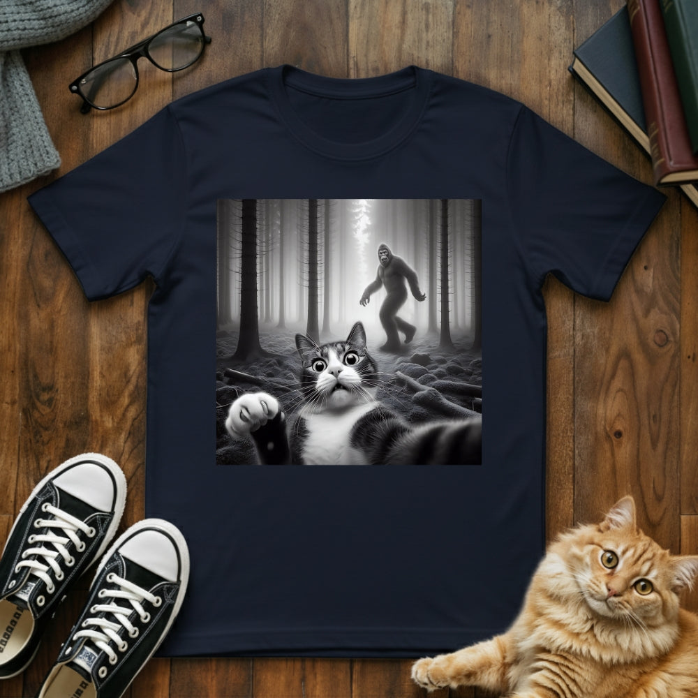 Cat Selfie With Bigfoot T-Shirt