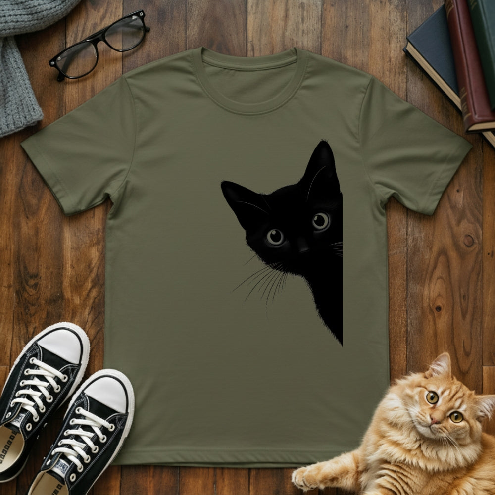 Black Cat Hiding T-Shirt