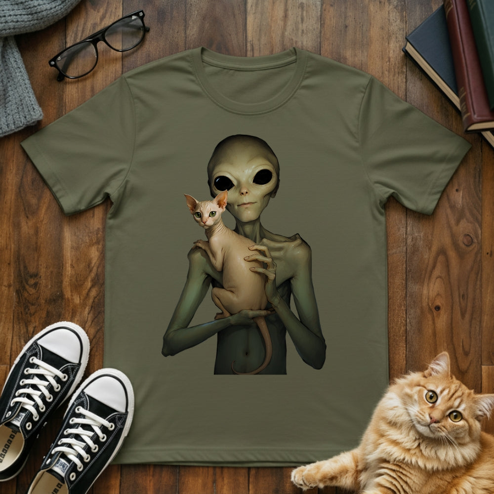 Sphynx Cat with Alien T-Shirt
