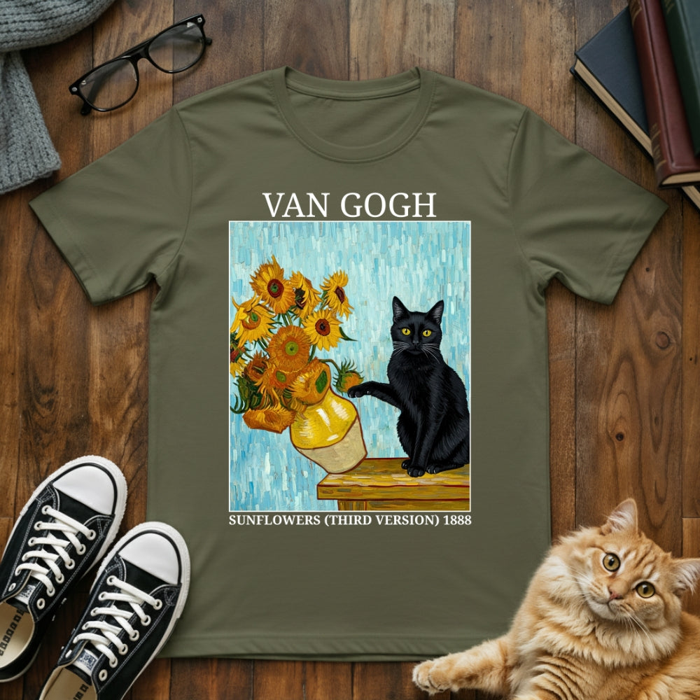 Sunflower Cat Van Gogh T-Shirt