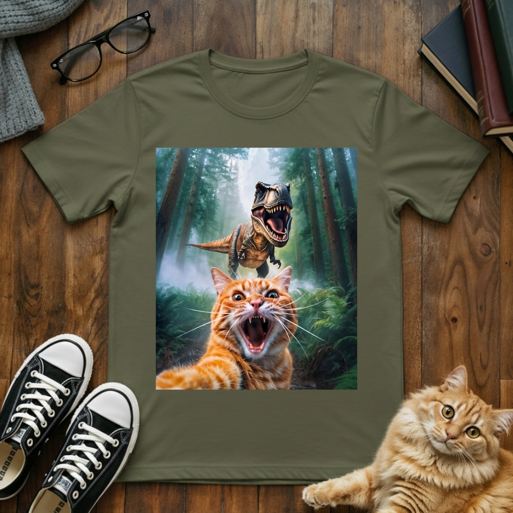 Cat Dinosaur Selfie T-Shirt