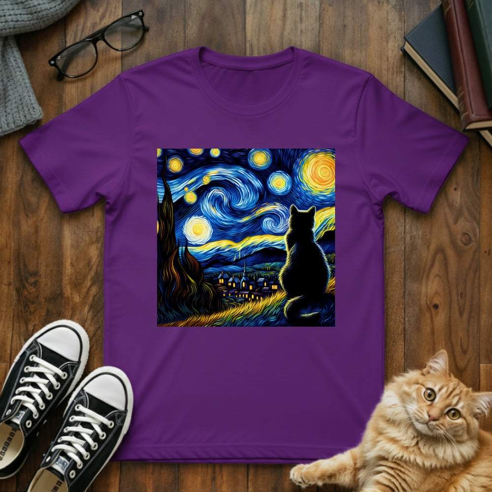 Van Gogh Cat Starry Night T-Shirt