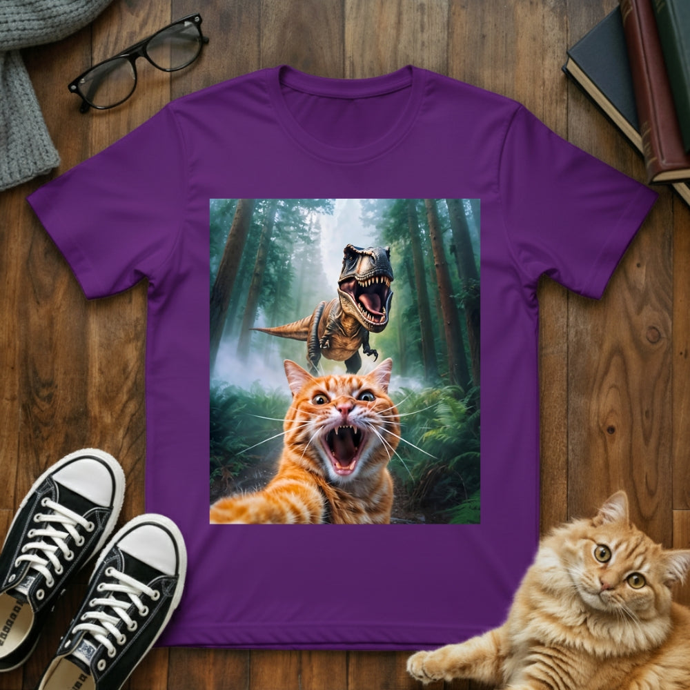 Cat Dinosaur Selfie T-Shirt