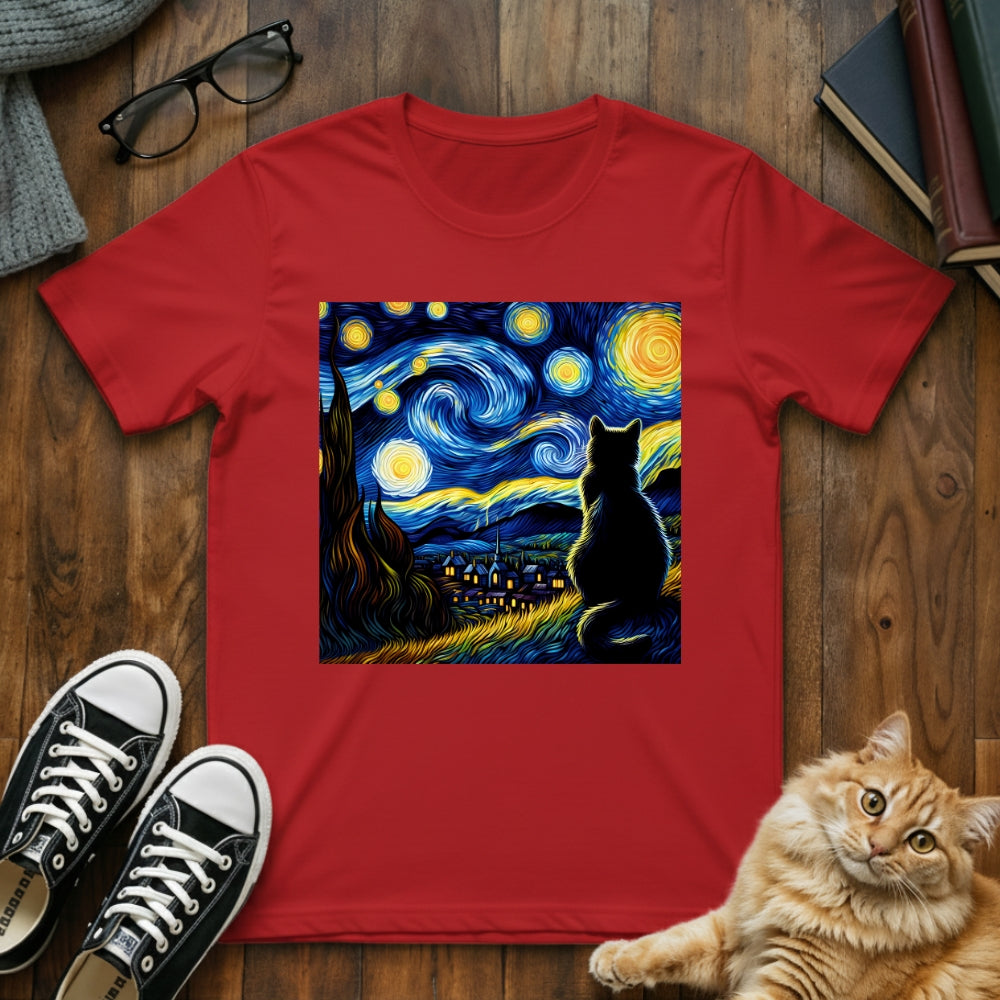 Van Gogh Cat Starry Night T-Shirt