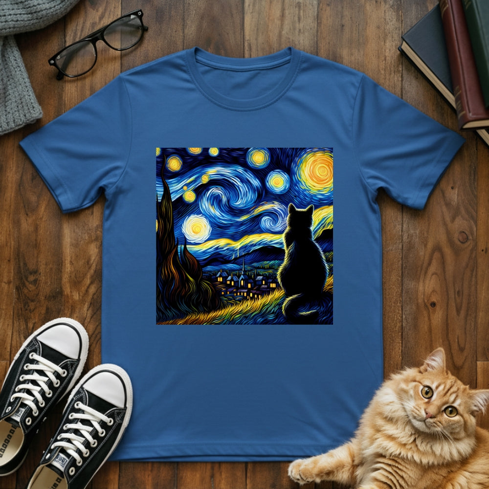 Van Gogh Cat Starry Night T-Shirt