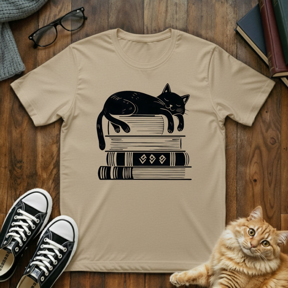Sleepy Cat Book Lover T-Shirt
