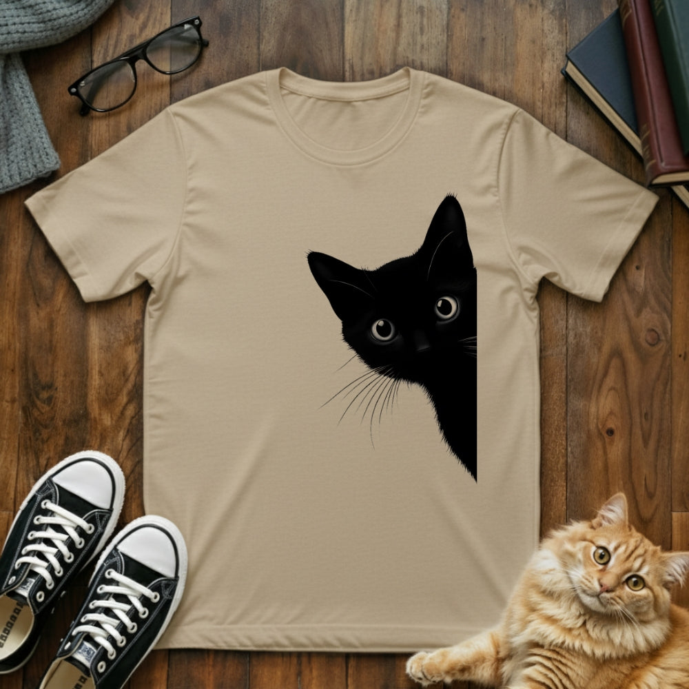 Black Cat Hiding T-Shirt