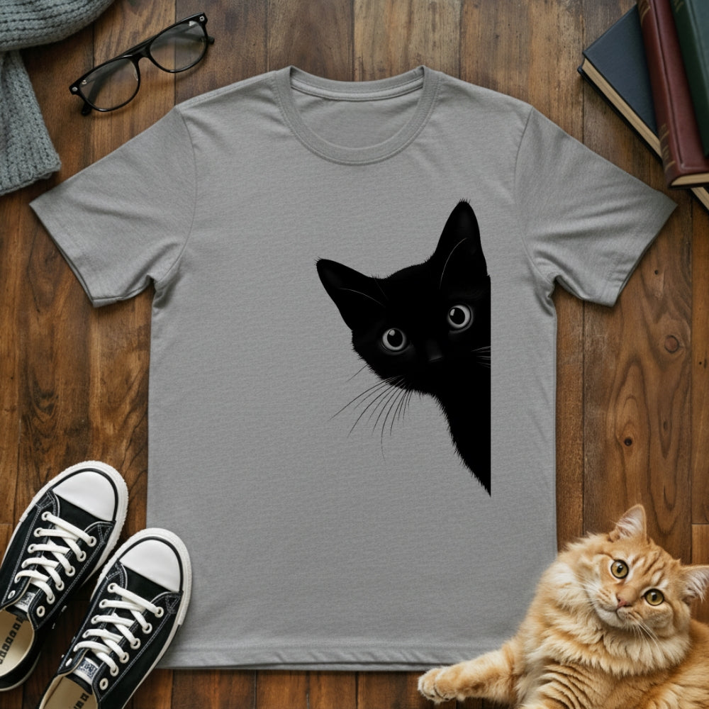 Black Cat Hiding T-Shirt