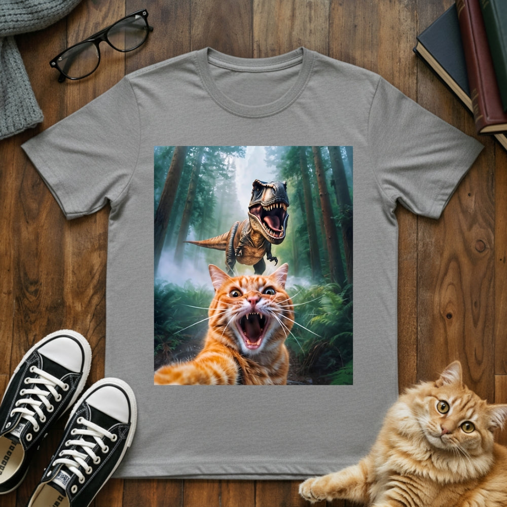 Cat Dinosaur Selfie T-Shirt