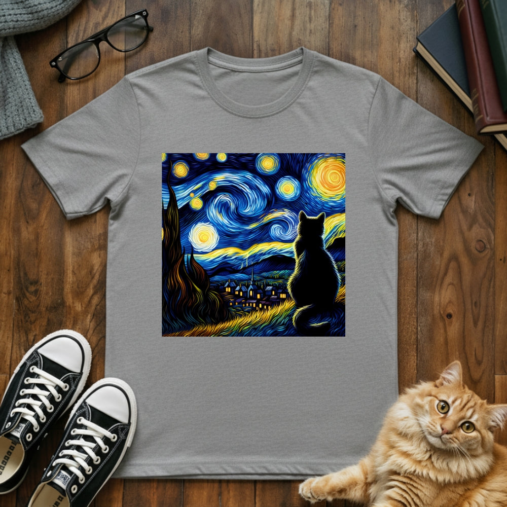 Van Gogh Cat Starry Night T-Shirt