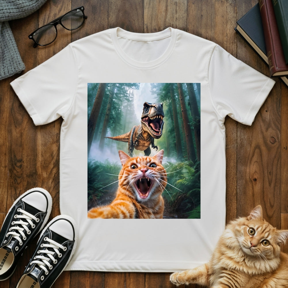 Cat Dinosaur Selfie T-Shirt