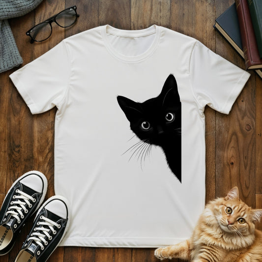 Black Cat Hiding T-Shirt