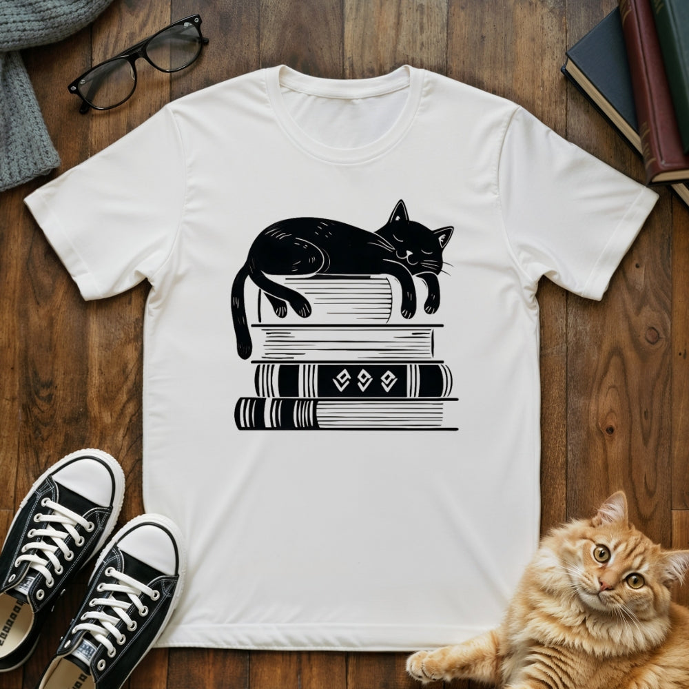 Sleepy Cat Book Lover T-Shirt